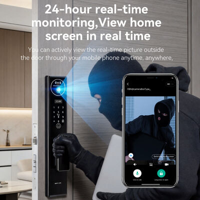 Wholesale 3D Face Recognition Fingerprint Lock Tuya Active Video Calling IC Card Code Accress Control Wifi Smart Door Lock CNC Process Aluminum Alloy construction Smart Lock