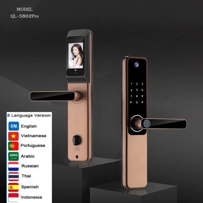 Fermeture de porte à empreinte digitale Smart Life Rouge Bronze Tuya Vidéo Smart Lock