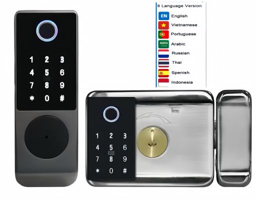 8 langues Fermeture de bord en acier inoxydable Fermeture de porte intelligente Double côté optionnel