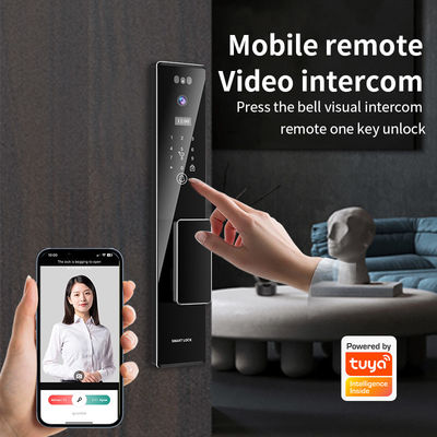 Reconnaissance faciale 3D Tuya APP Interphone Caméra Biométrique d'empreintes digitales Serrures intelligentes pour la maison