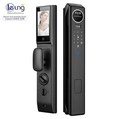 Qleung S959MAX Visage vidéo biométrique appelant reconnaissance d'empreintes digitales carte clé Tuya App Fermeture de porte intelligente entièrement automatique