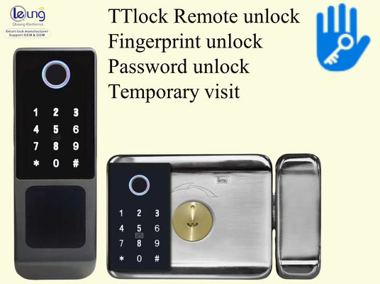 Qleung S812-4 Impression digitale imperméable à l'eau Password carte TTlock App Déverrouillage à distance Smart Home Door Lock