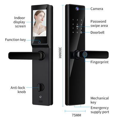 Qleung Tuya Wifi télécommande HD caméra vidéo interphone carte d'empreinte digitale code clé S819-2Max Smart Home Door Lock