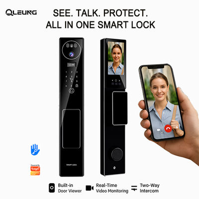 Reconnaissance faciale 3D Tuya APP Interphone Caméra Biométrique d'empreintes digitales Serrures intelligentes pour la maison